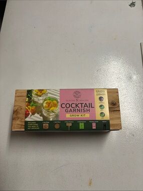 Cocktail Garnish Grow Kit - Pink & Natural Wood Box